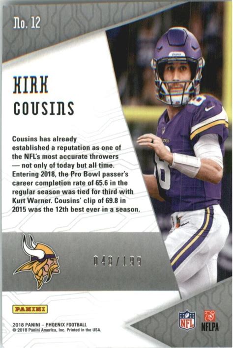 Panini Phoenix Qb Vision Purple Kirk Cousins Ebay