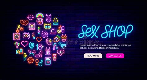 Sex Shop Neon Landing Page With Round Layout Light Advertising