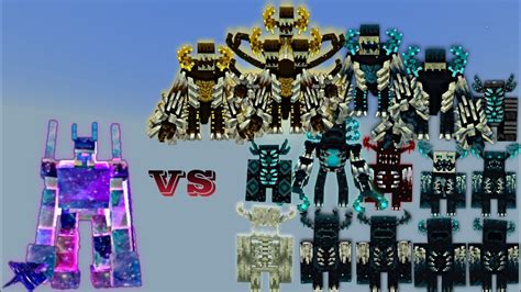 Galaxy Golem V2 Vs Warden Plus Wardens Minecraft Mob Battle Youtube