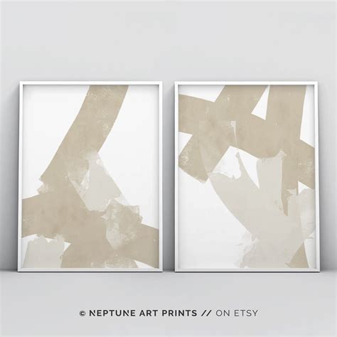 Piece Abstract Beige Pastel Nude Minimalistic Modern Large Wall Art Poster Print Set Of
