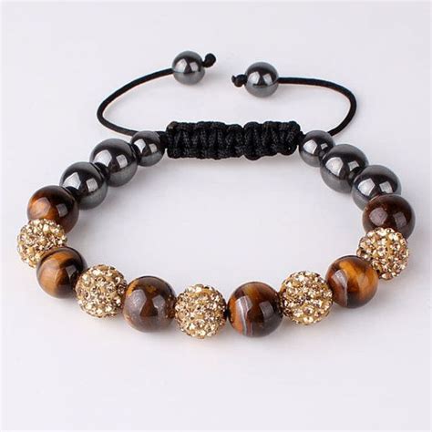 Shamballa Crystal Naturaleza Tiger Seye Por Robertsbraceletshop