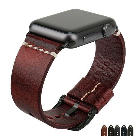 優購生活~意大利油蠟皮適用蘋果手表真皮表帶適用apple Watch Iwatch 蘋果表帶apple Watch1 2 3 4 5 6 Se