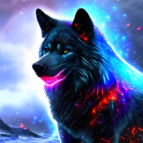 Premium AI Image | A blue wolf with a pink nose and blue eyes is ...