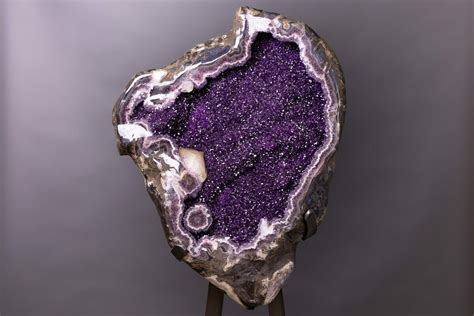 57 Giant Amethyst Geode With Metal Stand Top Quality 232776 For