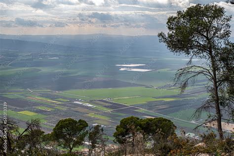 Aerial View Towards North Of Jezreel Valley Valley Of Megido As Seen