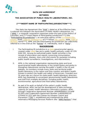 Aphl Dua Iz Gateway Data Use Agreement Doc Template