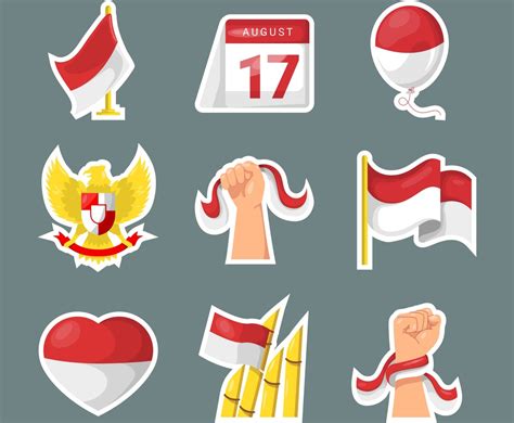 Indonesia Independence Day Sticker Collection Vector Art Graphics