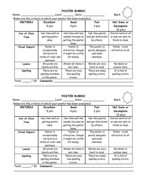 Poster Making Rubric Rubrics Poster Rubric Presentation Rubric Images