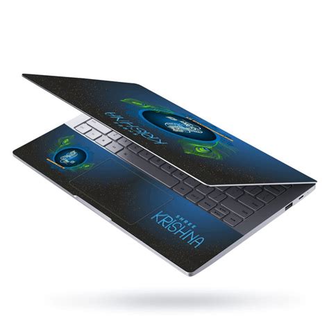 laptop skin shree krishna green feather stars    laptop
