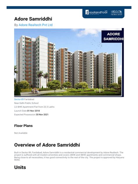 Adore Samriddhi Automated Brochure Pdf Apartment Economies