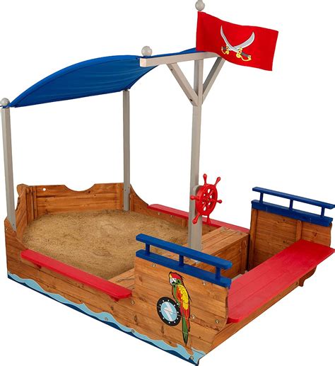 Kidkraft Wooden Pirate Sandbox With Canopy Covered Kids Sandbox