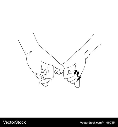 Couple Holding Hands Line Drawing Happy Royalty Free Vector