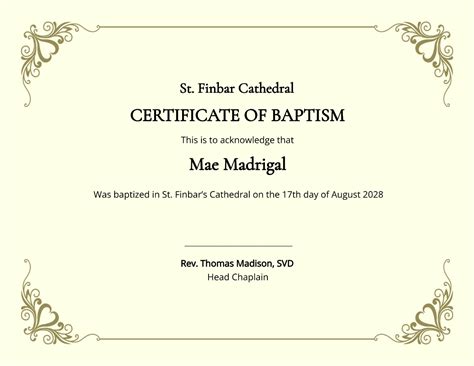 Free Baptism Certificate - Edit Online & Download | Template.net