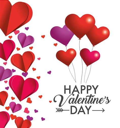 Premium Vector Happy Valentine Day Celebration With Hearts Decoration