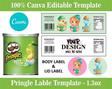 Pringles 1 3 Oz Labels Template Canva Editable Template Etsy