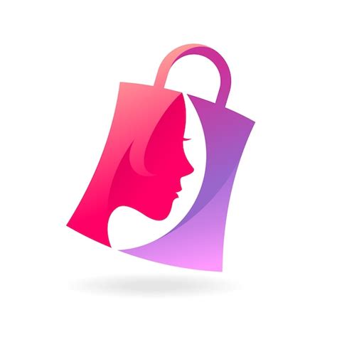 Logo De Bolsa De Compras Con Concepto De Mujer Vector Premium