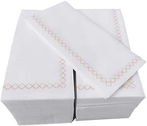 Kmakii Pack White Paper Dinner Napkins With Built In Flatware