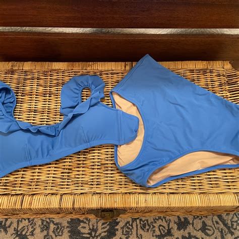 J Crew Factory Swim J Crew Factory Blue Ruffle Bikini Set Poshmark