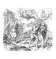 Vintage Drawing Biblical Prophet Jonah Vomited Vector Image