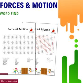 Forces And Motion Word Search Game Engaging Physics Vocabulary Activity