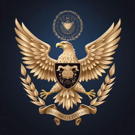 Fuerte Guila Y Corona De Laurel En El Logotipo Del Emblema En Forma De