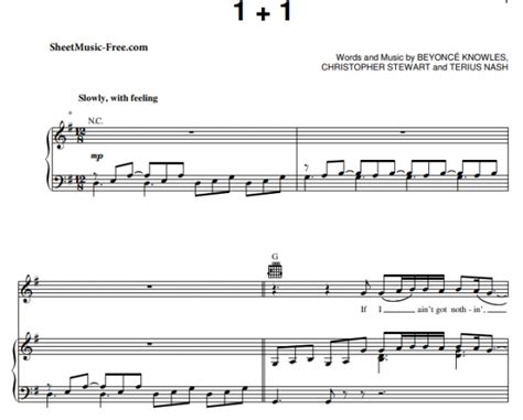 Beyonce - 1+1 Free Sheet Music PDF for Piano | The Piano Notes