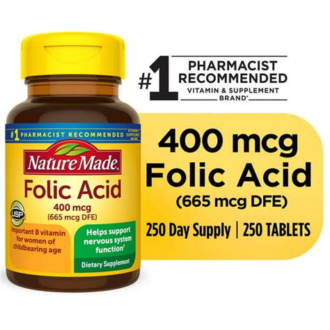 Nature Made Folic Acid 400 Mcg 665 Mcg Dfe Tablets 250 Count