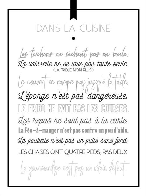 Affiche Règles dans la cuisine blanc et noir l 50 x H 70 cm Leroy Merlin