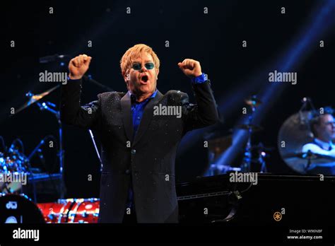 English Singer Elton John Performs During His Concert At The Mercedes Benz Arena In Shanghai