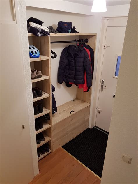 Steigerhouten Kapstok Met Schoenenkast En Opbergkist Hallway Shoe