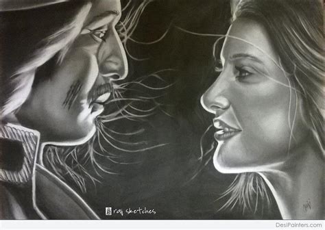 Pencil Sketch of Rockstar Movie Scene - Desi Painters