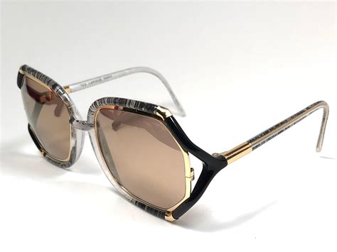 New Vintage Ted Lapidus Paris Translucent Black And Gold 1970 Sunglasses At 1stdibs