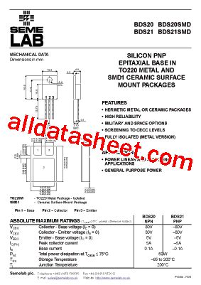 Bds Datasheet Pdf Seme Lab