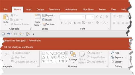 Ribbon and Tabs in PowerPoint 2019 for Windows