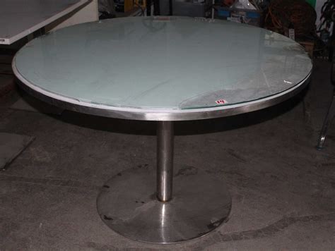 Round Glass Top Table Steel Base - Round Glass Top Table Steel Base | HMR Shop N' Bid