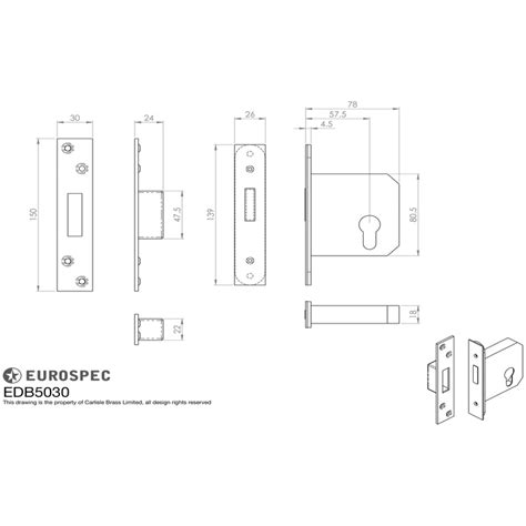 Eurospec Euro Profile Bs Cylinder Deadlock 76mm Satin Stainless St