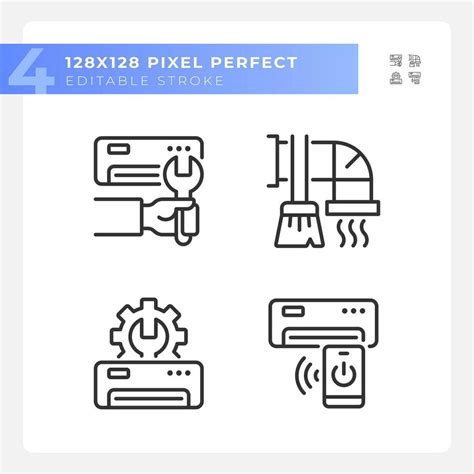 C A mantenimiento lineal íconos colocar aire acondicionador reparar