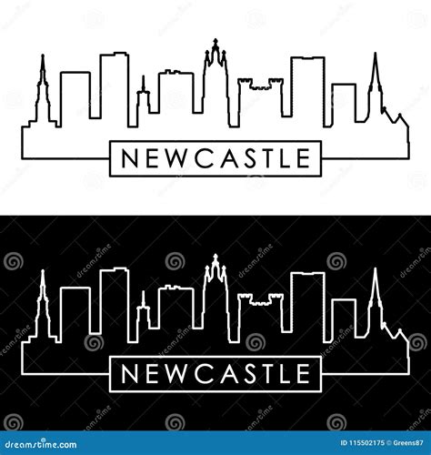 Newcastle Skyline. Linear Style Stock Vector - Illustration of building