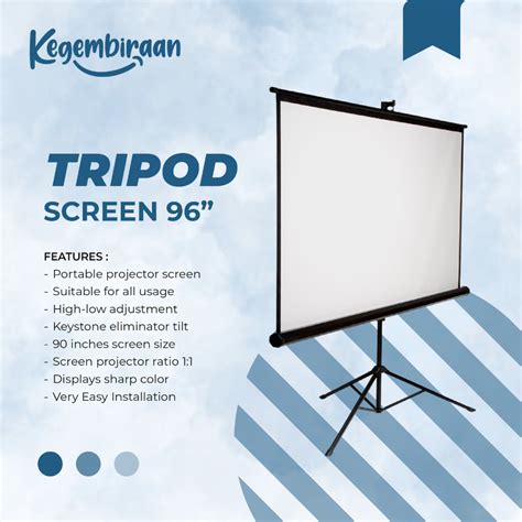 Jual Tripod Layar Proyektor 96 Portable Tripod Screen Projector 96