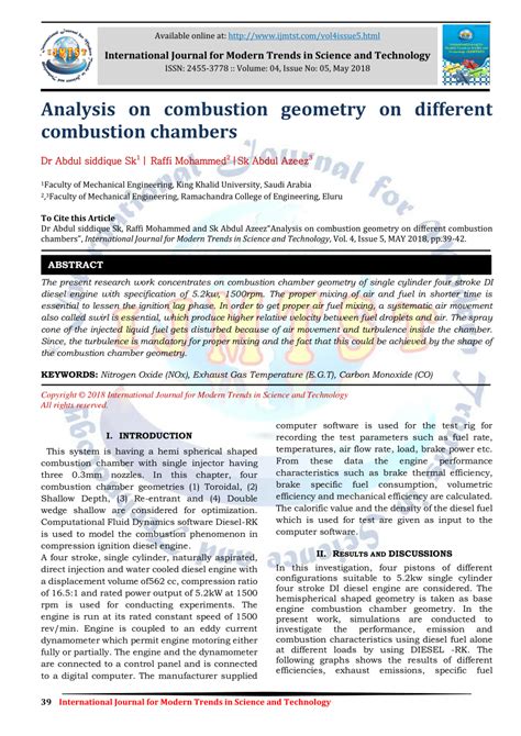 (PDF) Analysis on combustion chamber geometry on different combustion ...