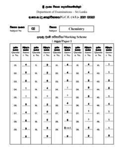 2021 A L Chemistry Marking Scheme English Medium Past Papers Wiki