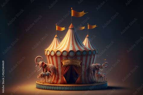 Circus tent with flags, created with generative ai Stock Illustration ...