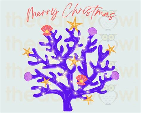 Coral Christmas Tree Sublimation Design Crustaceancore Coral Etsy