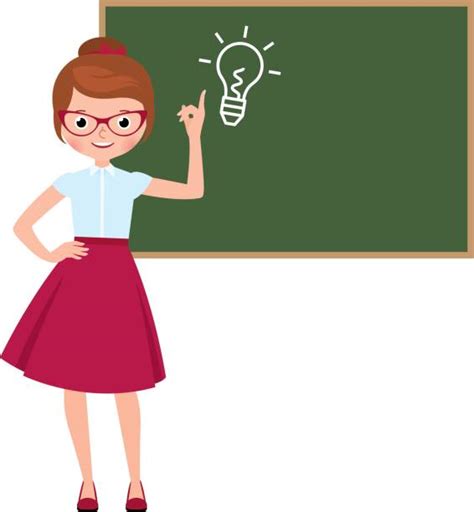 Young Female Teacher With Blank Chalkboard Clip Art Vector Images