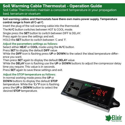 Soil Warming Cable Optional Thermostats M To M