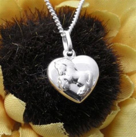 Kinderkette Silber Kinder Kette Herz mit Pferd Anhänger Kinderschmuck