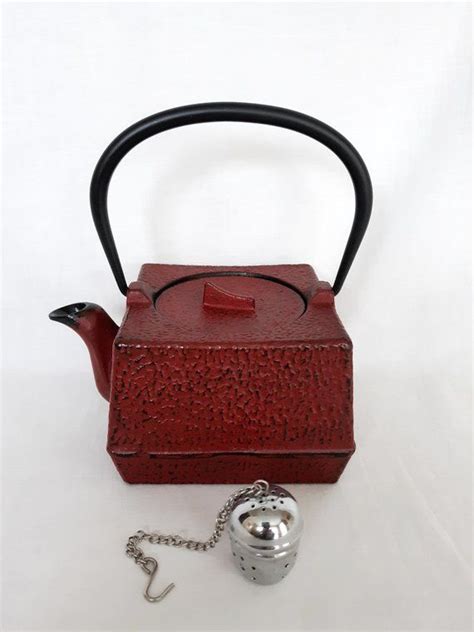 Vtg Japanese Rikyu Tetsubin Square Cast Iron Small Teapot Etsy