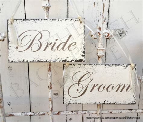 Wedding Signs Bride And Groom Signs Chair By Thebackporchshoppe