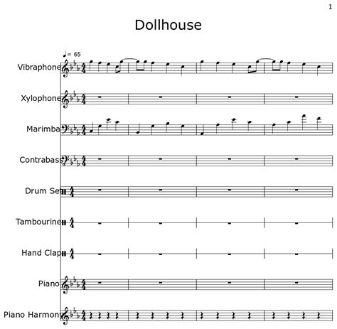 Dollhouse Sheet Music For Vibraphone Xylophone Marimba Contrabass