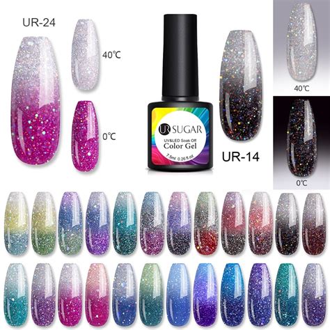 Esmalte Em Gel Termal Muda De Cor Glitter Brilho Para Arte Em Unha De